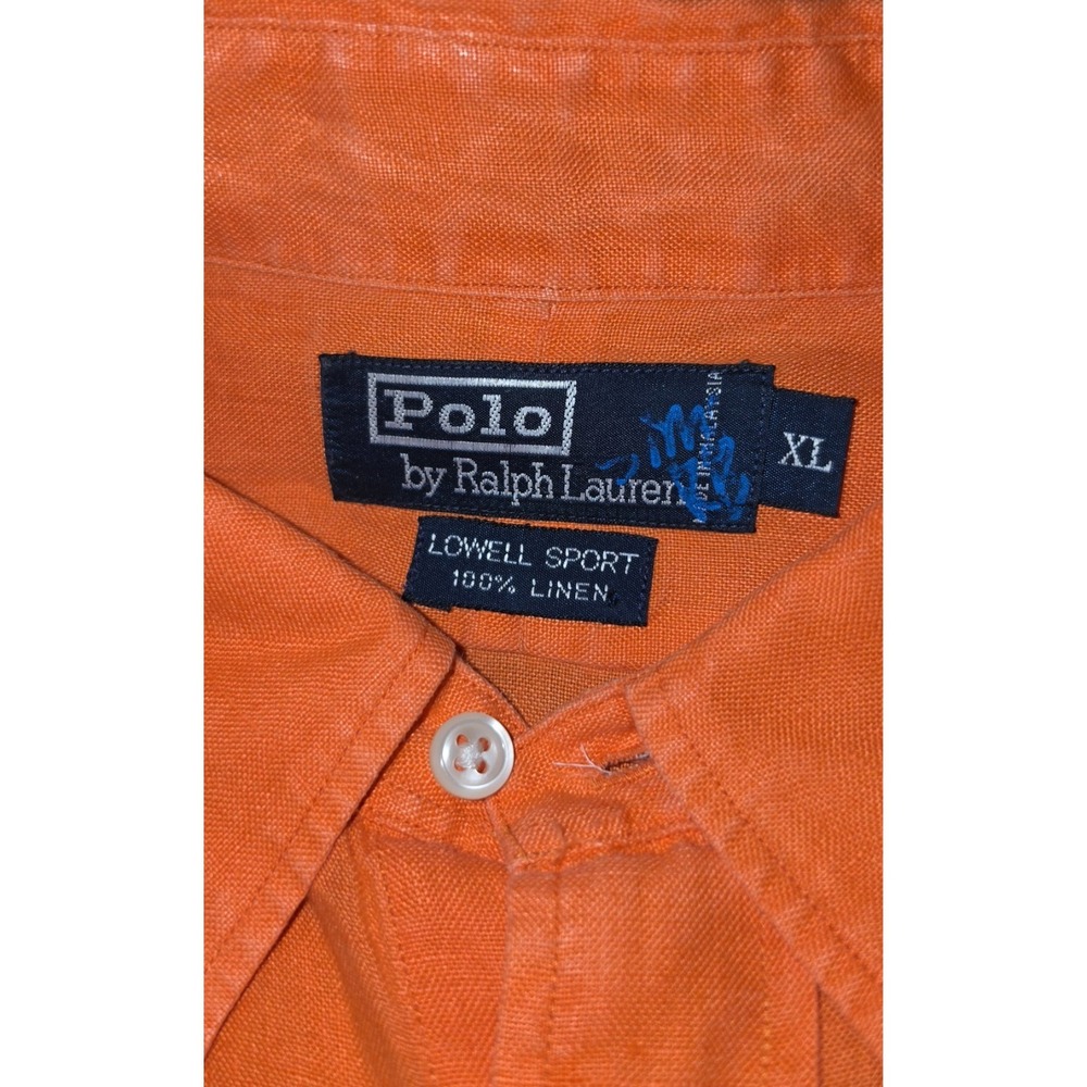 Vintage‎ Polo Ralph Lauren Lowell Sport Linen Button Up Shirt Mens XL Orange - Picture 3 of 8